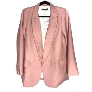 Open Front Girlfriend Blazer || Dusty Pink